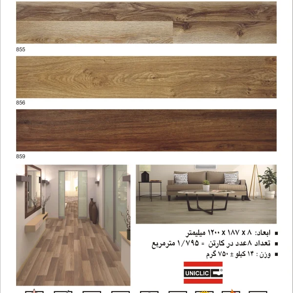 لمینت ویلا وینیفلکس با مغزی HDF چگالی 860 و روکش آلمانی Schattdecor