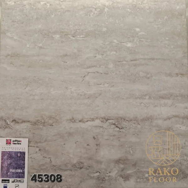 کفپوش هرمس طرح سنگ طوسی روشن کد 45308