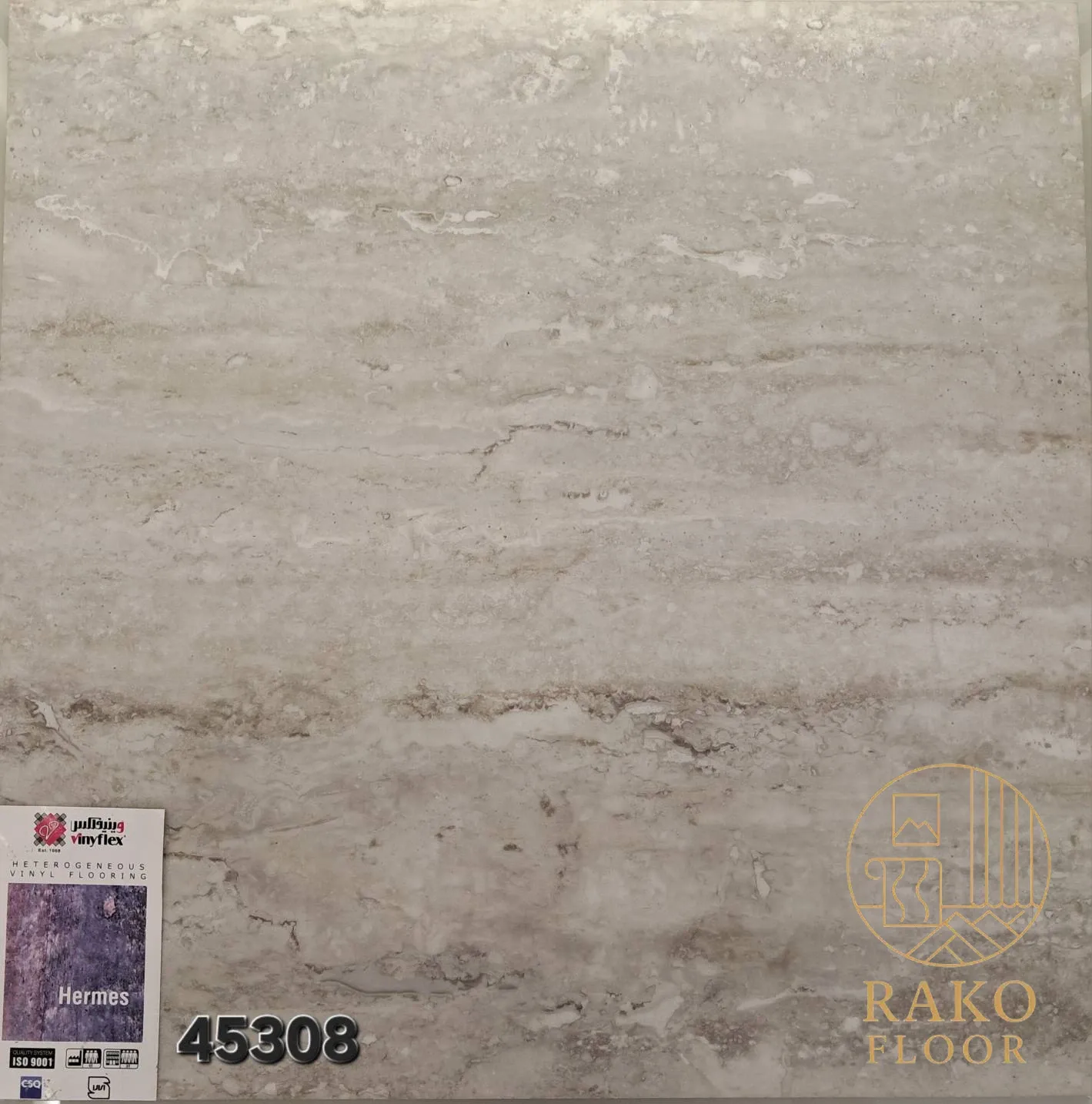 کفپوش هرمس طرح سنگ طوسی روشن کد 45308